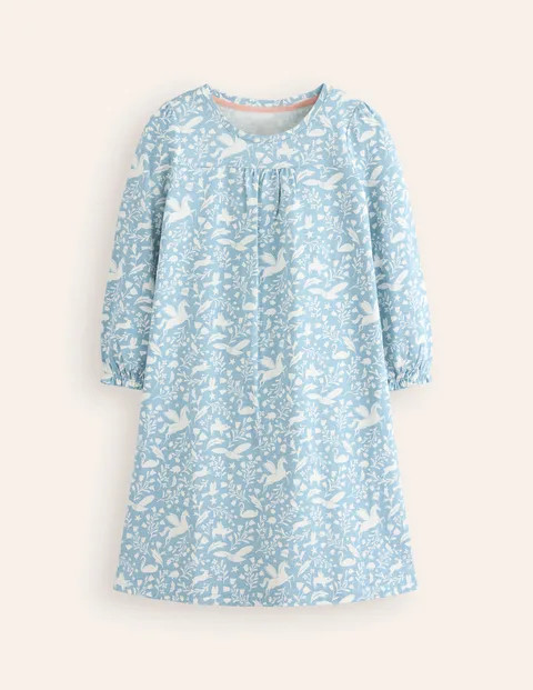 Printed Long-sleeved Nightie Blue Unicorns Christmas Boden | Boden (US)