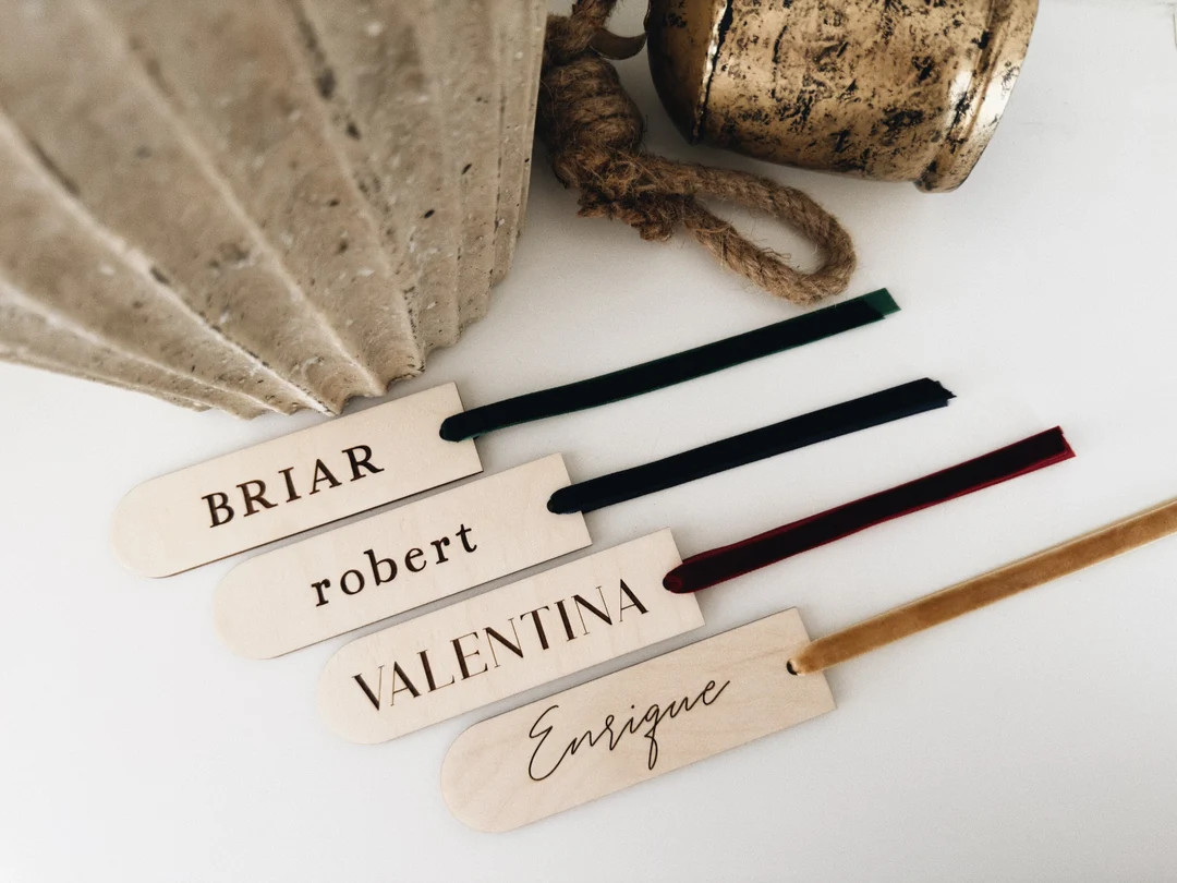 Personalized Christmas Stocking Tags, Custom Wooden Tag Place Setting, Secret Santa Holiday Keeps... | Etsy (US)