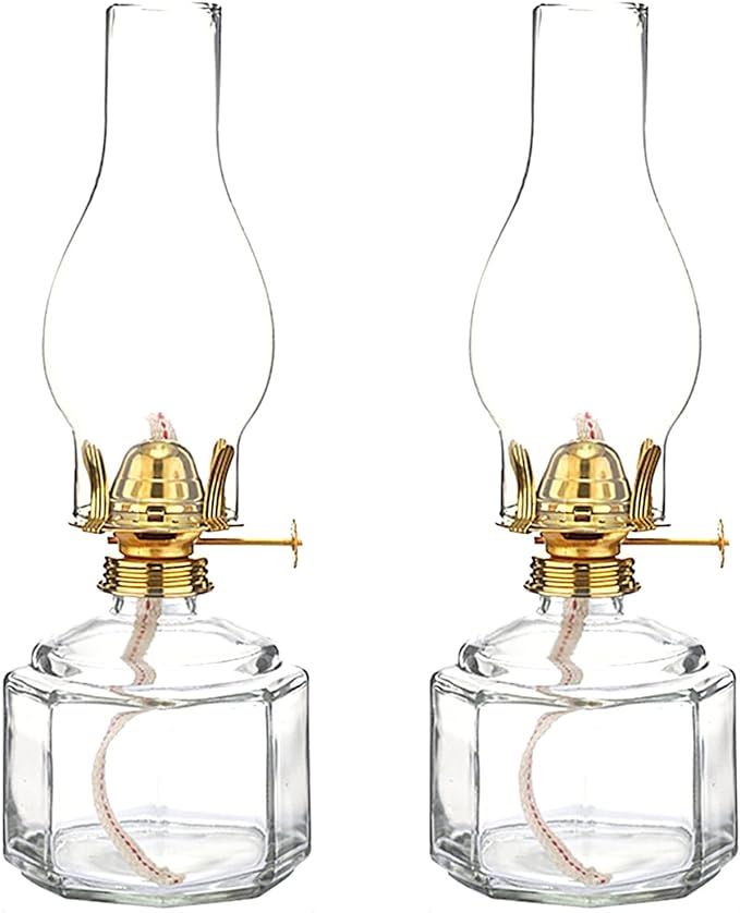 2 Pcs Oil Lamp Indoor Use Glass Oil Lantern Kerosene Lantern Classic Vintage Kerosene Lamp Home I... | Amazon (US)