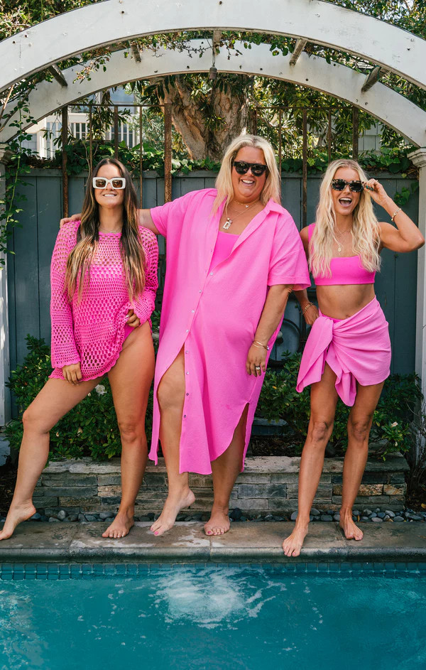 Buoy Button Down Dress ~ Hot Pink Crinkle Flow | Show Me Your Mumu