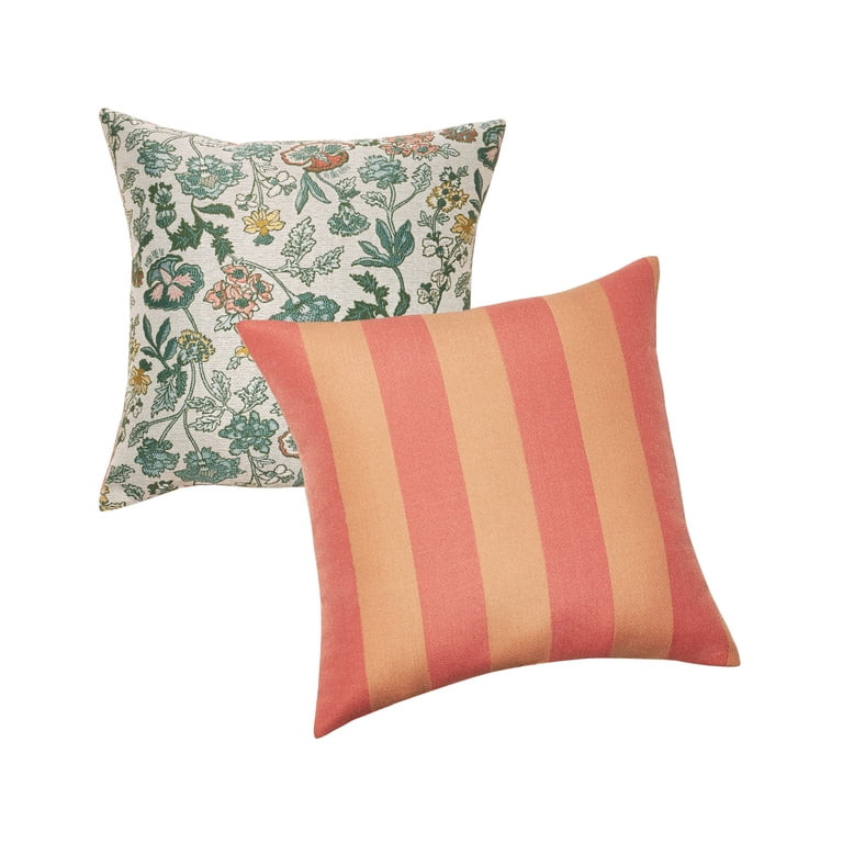 Beautiful 18" x 18" Decorative Outdoor Pillow by Drew Barrymore, Coral Stripe | Walmart (US)