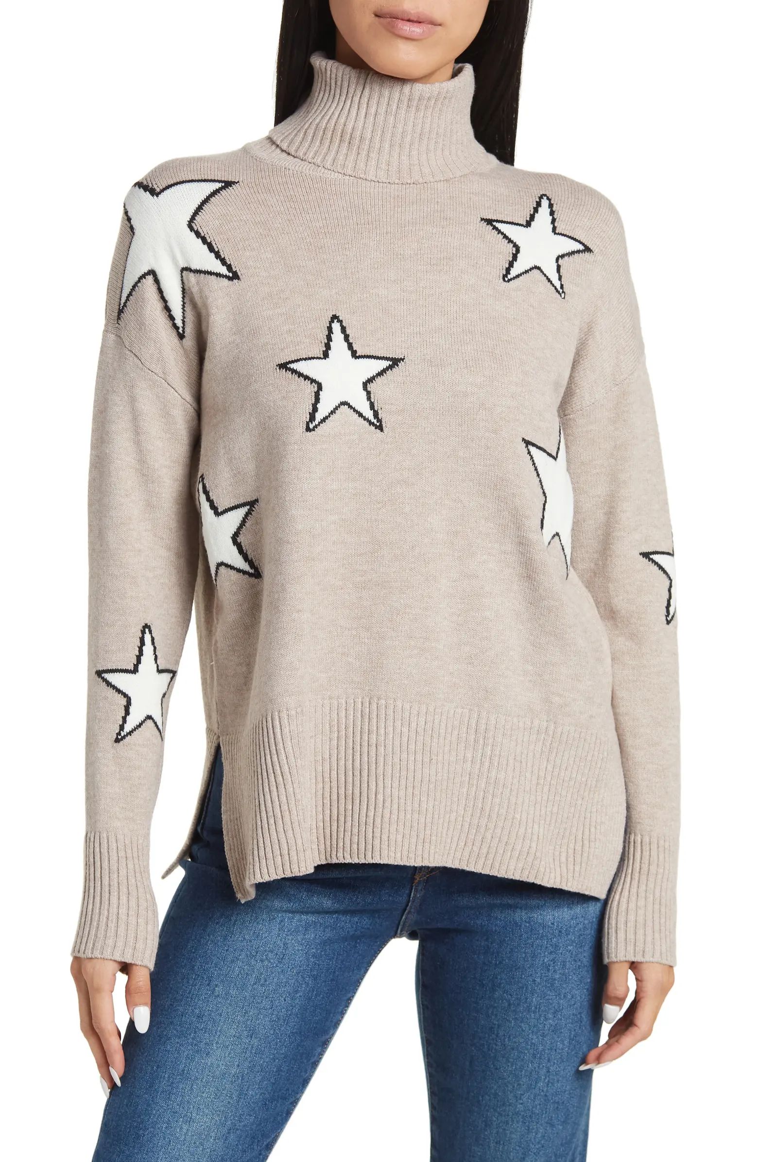 Outlined Star Oversized Turtleneck Sweater | Nordstrom Rack