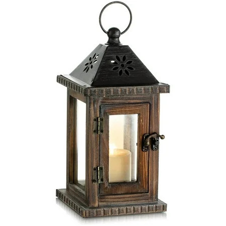Hanobe Farmhouse Lantern Rustic Wood Candle Lantern | Walmart (US)