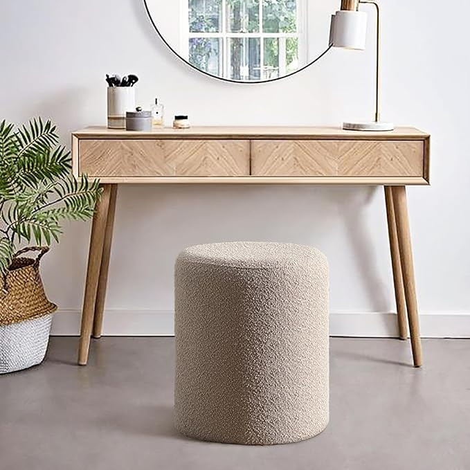Get Set Style Modern Round Ottoman with Soft Padded Seat, Multifunctional Vanity Chairs for Makeu... | Amazon (US)