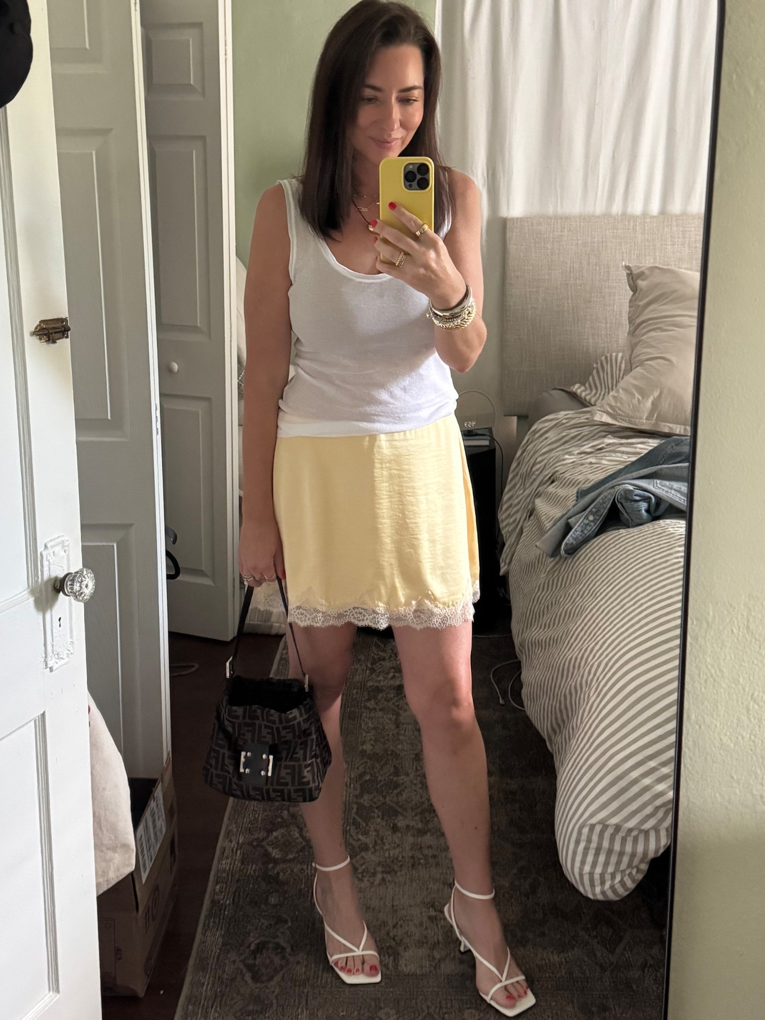 The skirt has shorts under it!!! Almost sold out. 

The shoes are a must, need more colors; so comfortable. 


#summeroutfit #datenightoutfit #satinskirt #whitesandals 

#LTKSummerEdit #LTKShoeCrush #LTKOver40