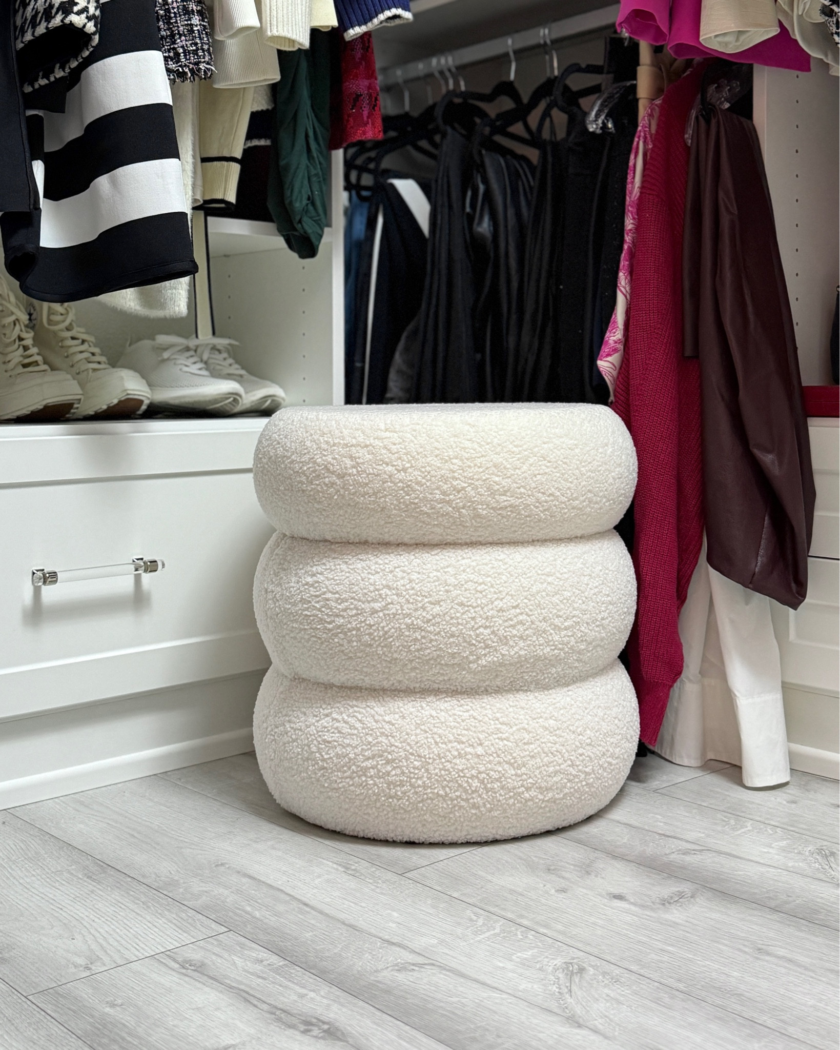 Walmart find! This bouclé cream / off white storage ottoman is the perfect storage solution for your living room, closet or bedroom or just as a cat bed 😉 It’s under $50 and I can’t believe the quality for the price. I’m tempted to get more. 

#LTKFindsUnder50 #LTKFindsUnder100 #LTKHome