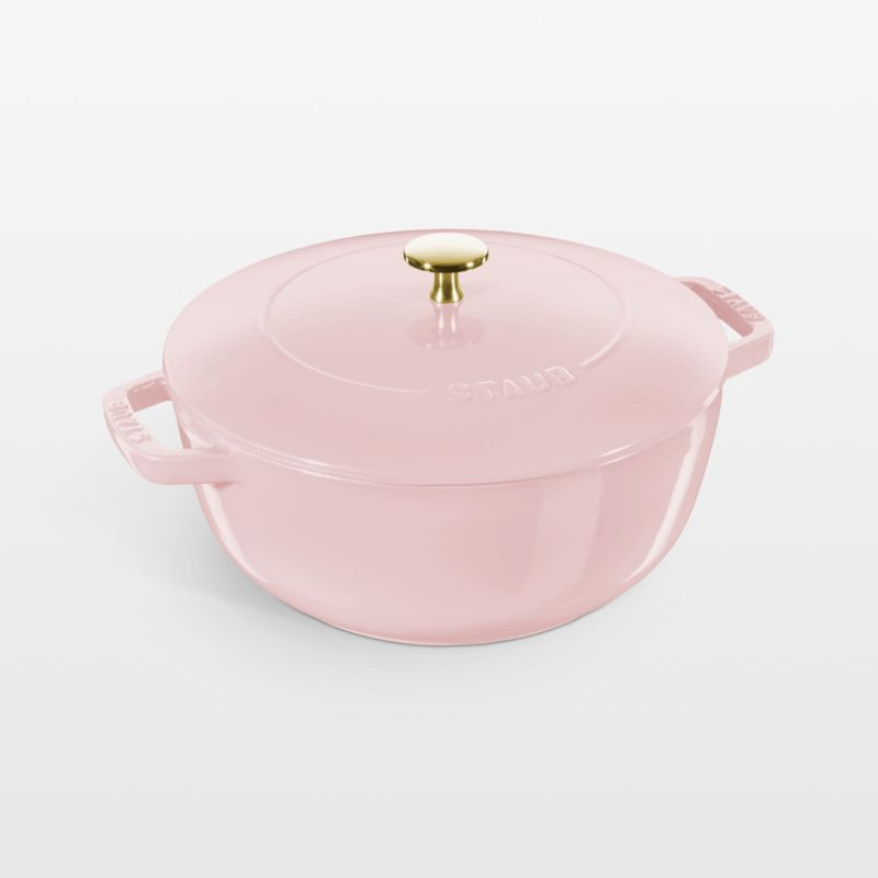 Staub Peony Pink Cast Iron 5-Qt. Essential French Oven + Reviews | Crate & Barrel | Crate & Barrel