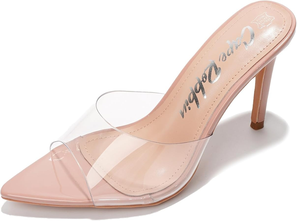 Clear Open Toe Heels for Women- Sleek, Comfy Pointy Heels for Women with Genuine PU Leather Insol... | Amazon (US)