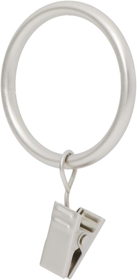 Ivilon Drapery Curtain Clip Rings - Clips Ring for Curtain Panels 1.7", Set of 14 - Satin Nickel | Amazon (US)