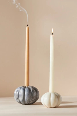 Marble Pumpkin Taper Candle Holder | Anthropologie (US)