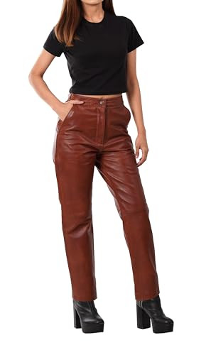 Decrum Fashion Women's Leathers Pant – Iconic and Classy Leather Pants for Women | [663628146] Myn Cognac, XXL | Amazon (US)