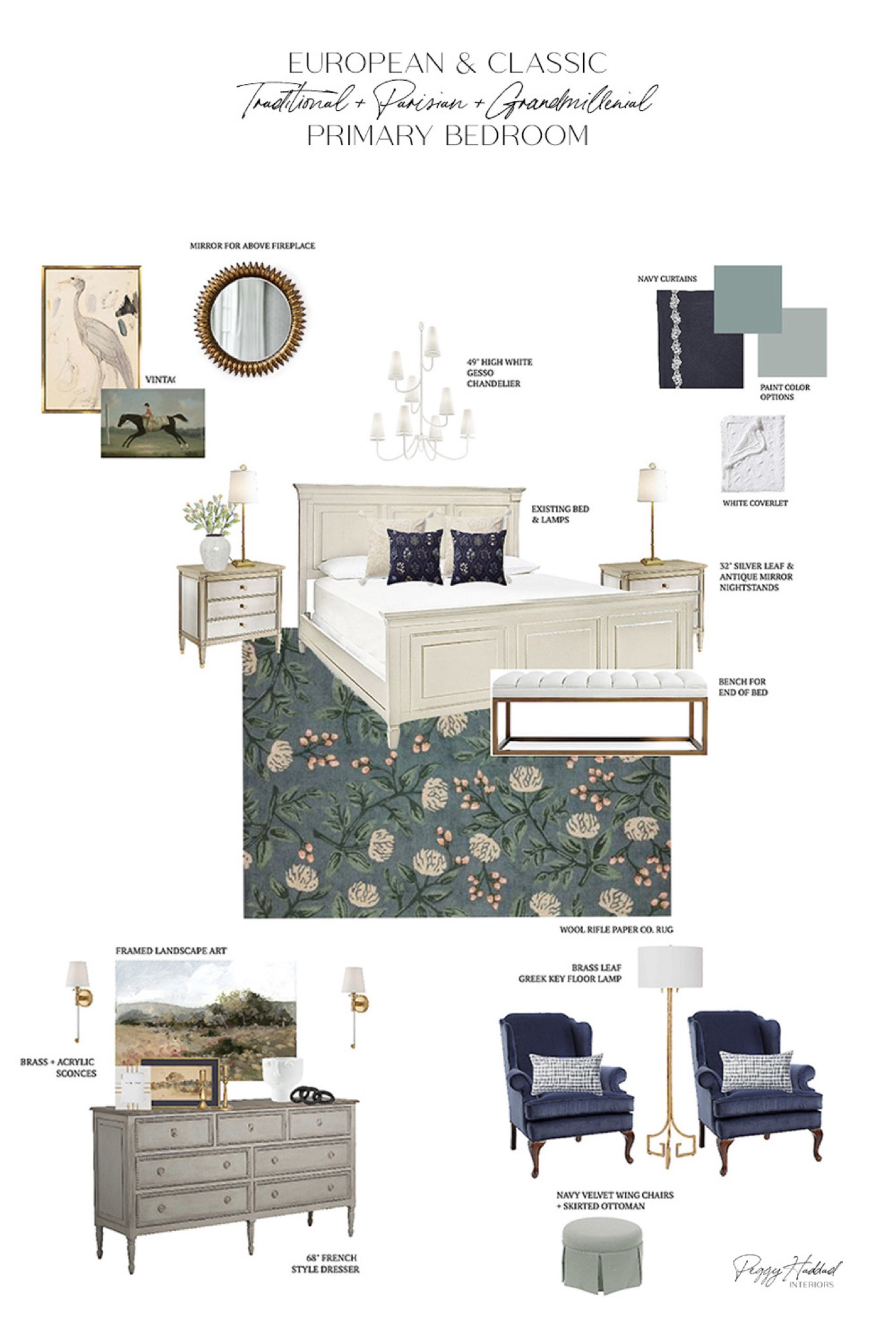 Use coupon code PEGGYH15 for 15% off Scout & Nimble full-price items! Elevate your master bedroom with a stunning blend of traditional, Parisian, and Grandmillennial styles. This design captures the essence of European elegance with a cozy, classic feel. A beautiful floral wool rug anchors the space, adding warmth and a touch of whimsy. The walls are adorned with traditional art pieces that echo timeless sophistication, while an antique gold mirror over the fireplace adds a touch of Parisian grandeur. Every detail has been carefully curated to create a space that's both luxurious and inviting, perfect for relaxing in style.

#MasterBedroom #InteriorDesign #TraditionalStyle #ParisianDecor #GrandMillennial #EuropeanElegance #ClassicDesign #HomeDecorInspo

#LTKHome