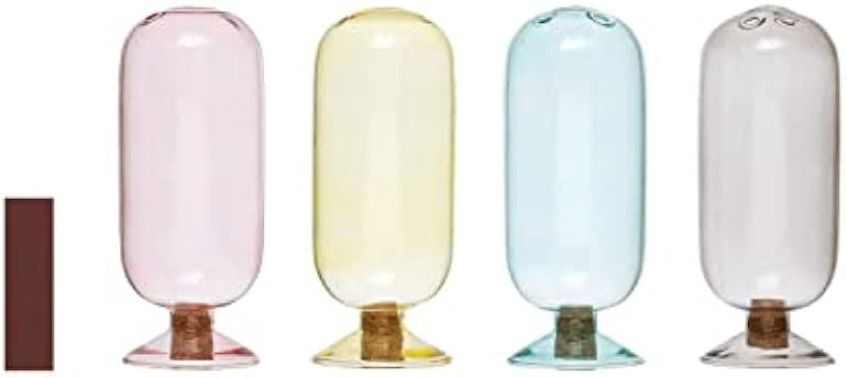 Creative Co-Op Glass, Set of 4 Colors Match Holders, 2" L x 2" W x 6" H, Multicolor | Amazon (US)