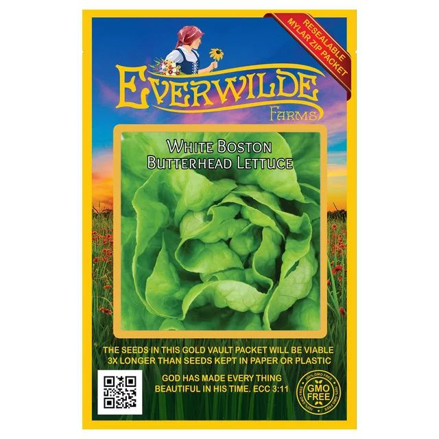 Everwilde Farms - 1000 White Boston Butterhead Lettuce Seeds - Gold Vault Jumbo Bulk Seed Packet | Walmart (US)