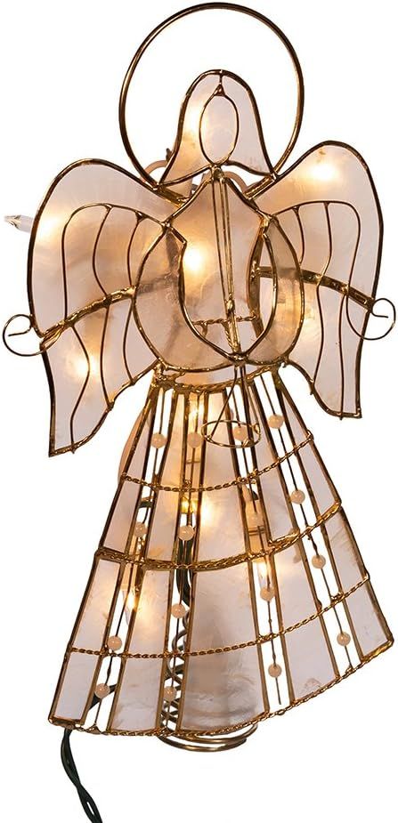Kurt Adler 10-Light Capiz Angel Treetop with Vines and Pearls, 9.75-Inch | Amazon (US)