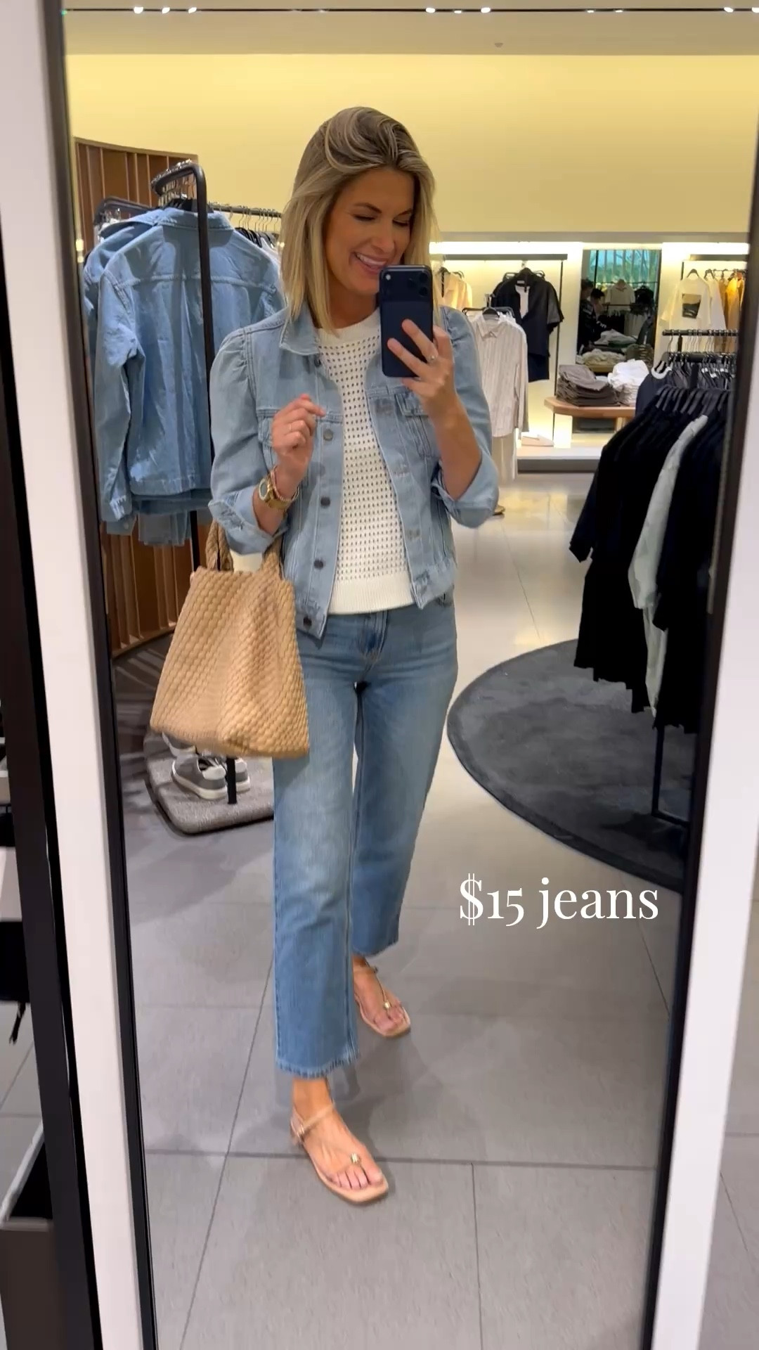 Small tops.  4 regular jeans. I’m 5’11”.  Take 15% off this adorable puff shoulder jacket with code PINTESTING15.   Sandals true to size  

#LTKootd #LTKTall #LTKSaleAlert