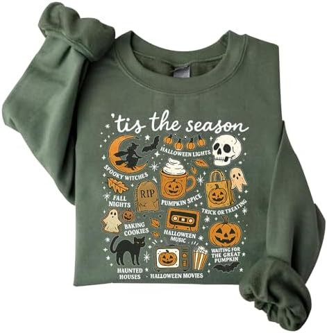 Halloween Fall Doodles Sweatshirt For Women Halloween Sweater | Amazon (US)