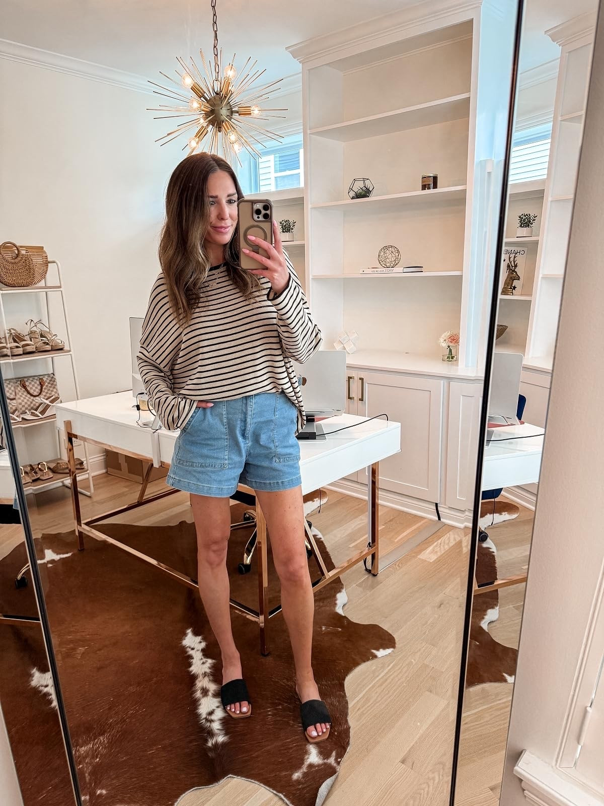 Love this oversized sweater paired with some Jean shorts // wearing a small in the sweater and shorts, sandals fit true to size #casualstyle #amazonfinds #summeroutfit #workwear #amazoncreatorfinds #founditonamazon

#LTKgrwm #LTKootd #LTKSeasonal