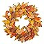 VGIA 18 Inch Fall Leaves Wreath Fall Wreath Autumn Wreath for Front Door with Fall Leaves Artific... | Amazon (US)