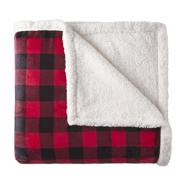 Better Homes & Gardens Full/Queen Sherpa Blanket, Buffalo Plaid | Walmart (US)