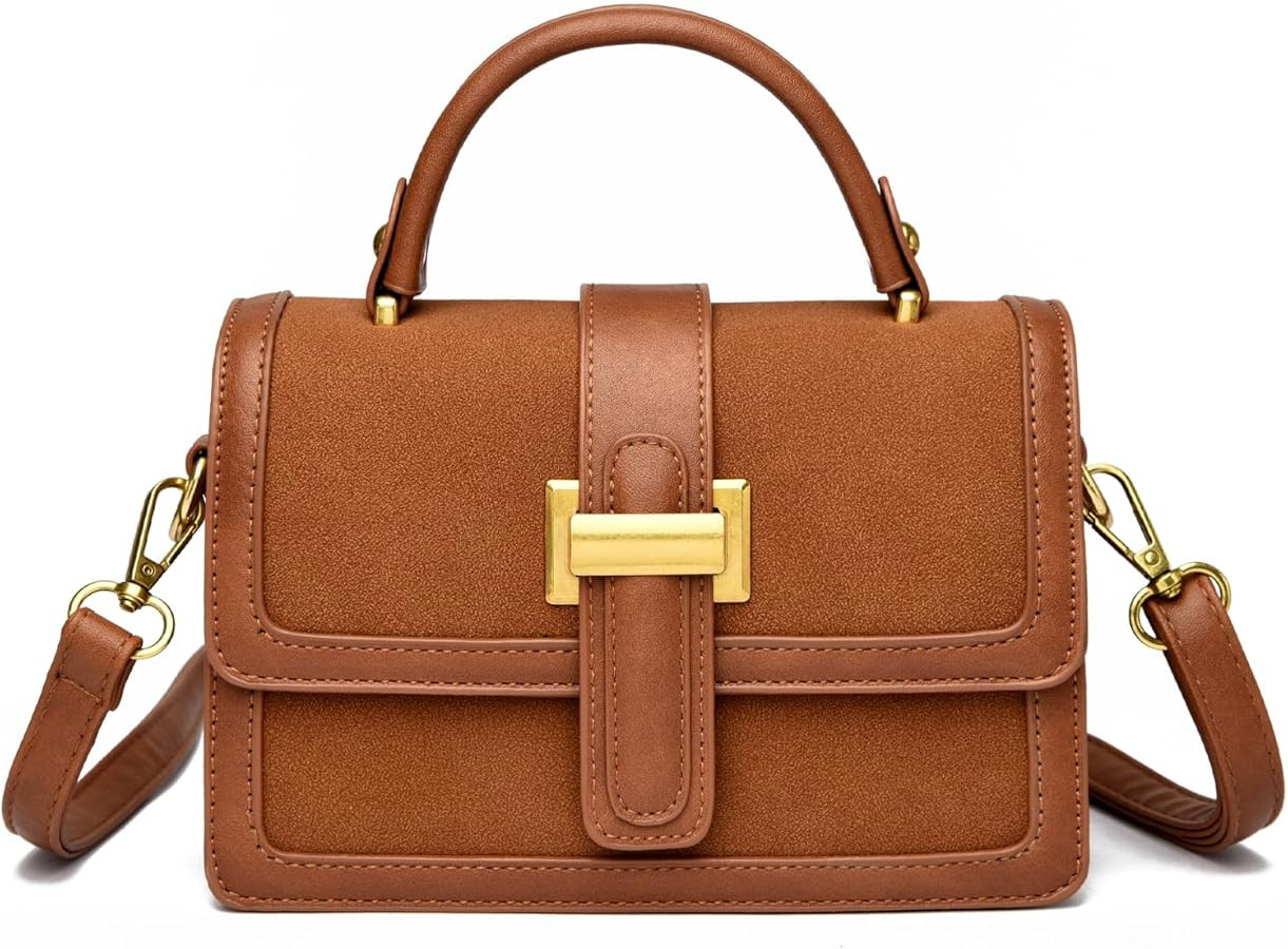 Micmores Mini Crossbody Bag, Faux Suede & Vegan Leather Small Square Purse for Women, Top Handle ... | Amazon (US)