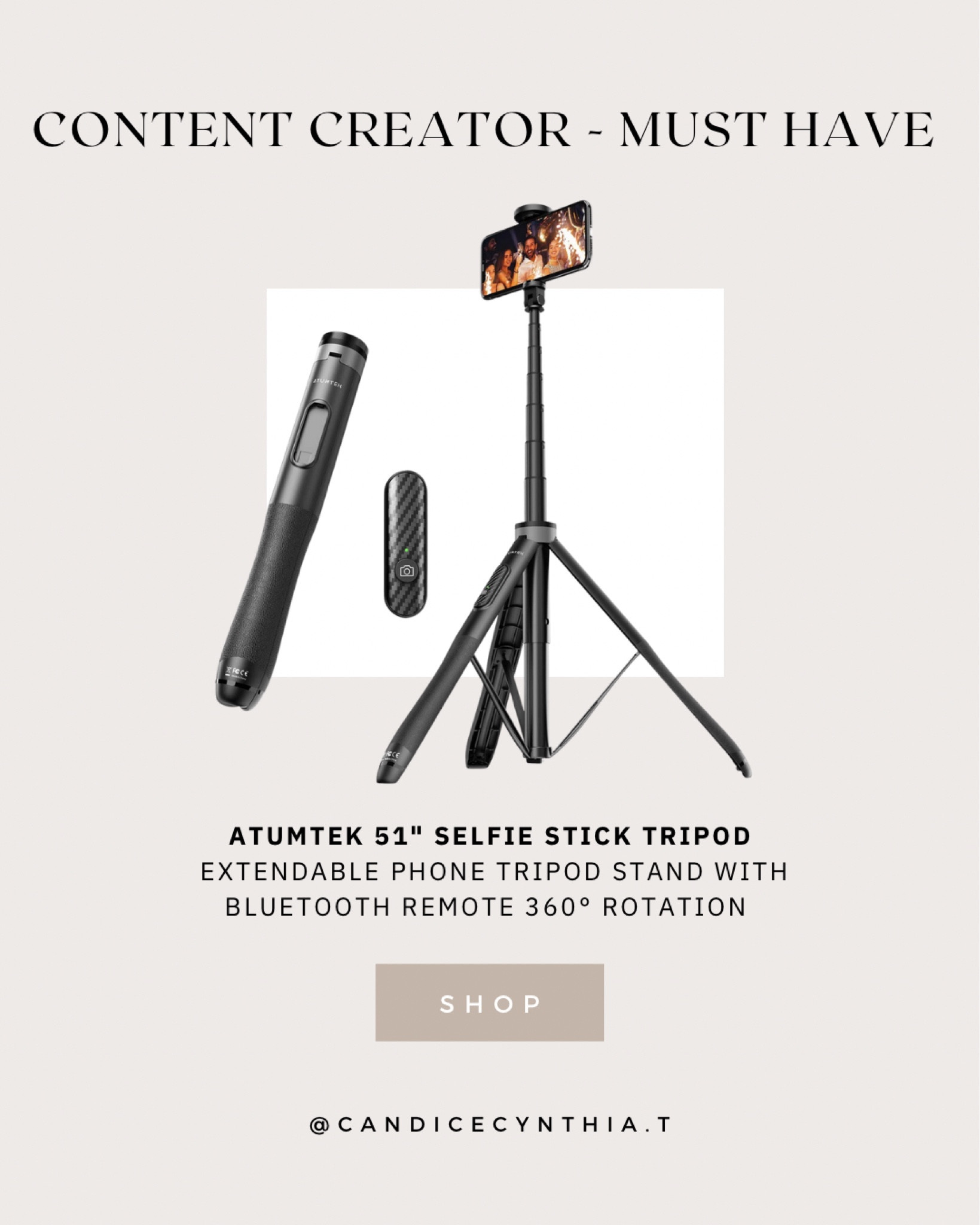 Content creator must have ✨

Favorite tripod: ATUMTEK 51" Selfie Stick Tripod

All in One Extendable Phone Tripod Stand with Bluetooth Remote 360° Rotation for iPhone and Android Phone Selfies, Video Recording, Vlogging, Live Streaming, White

Buy it, you won’t regret it 🖤

#LTKFind #LTKunder50 #LTKGiftGuide