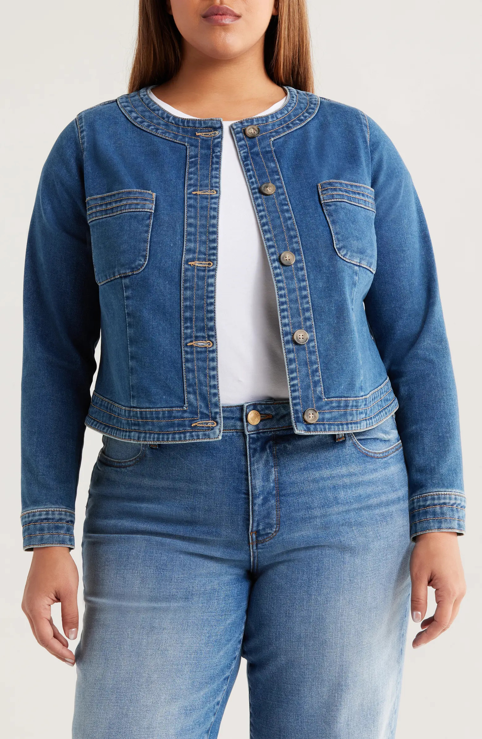Lorelei Scoop Neck Denim Jacket | Nordstrom