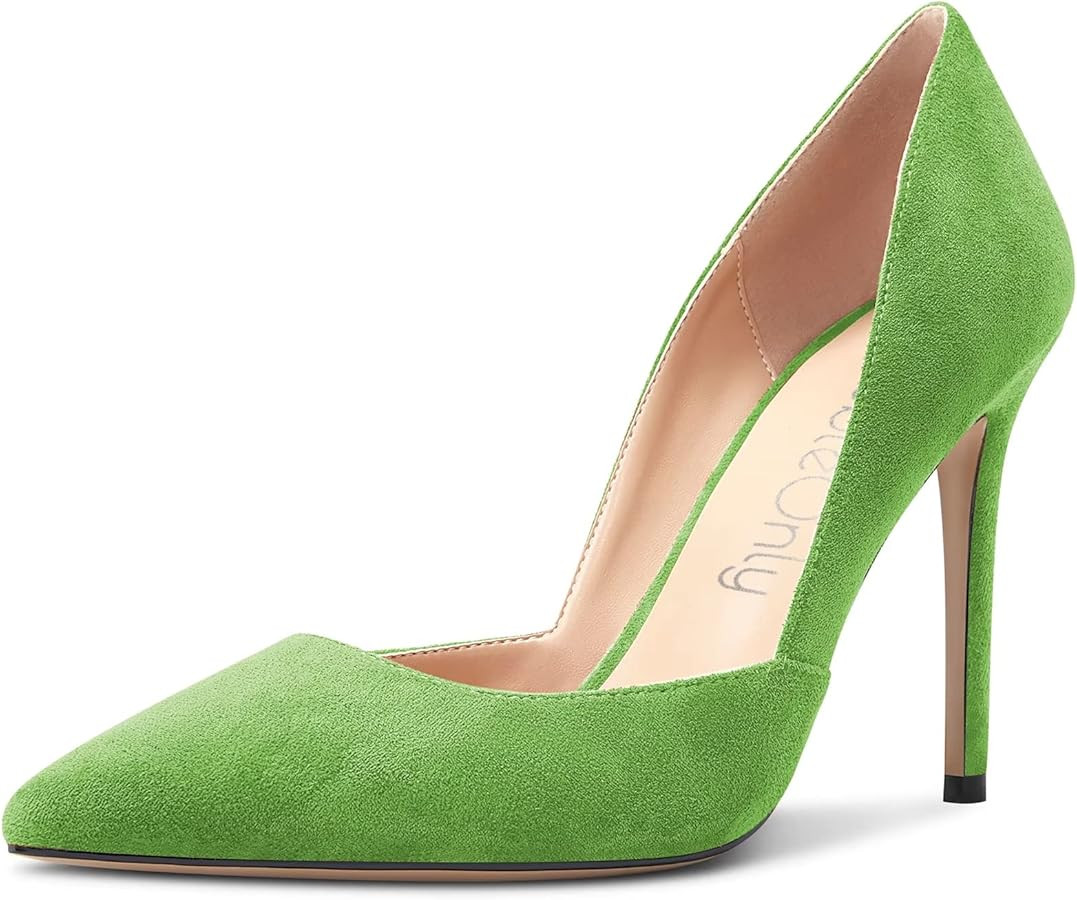 NobleOnly Women Stiletto High Heel Pointed Toe Pumps Two-Piece Slip-on Wedding Sexy Dress Shoes | Amazon (US)