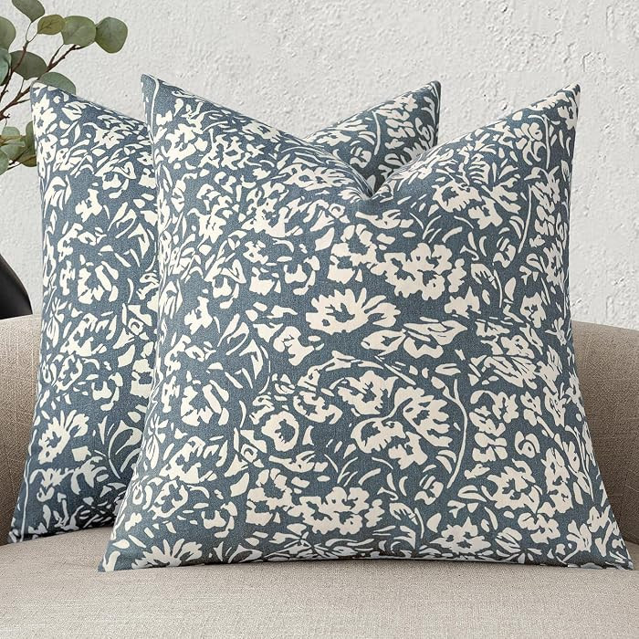 MIULEE Floral Pillow Covers Decorative Throw Pillow Covers 18x18 Pack of 2 Modern Linen Cushion C... | Amazon (US)