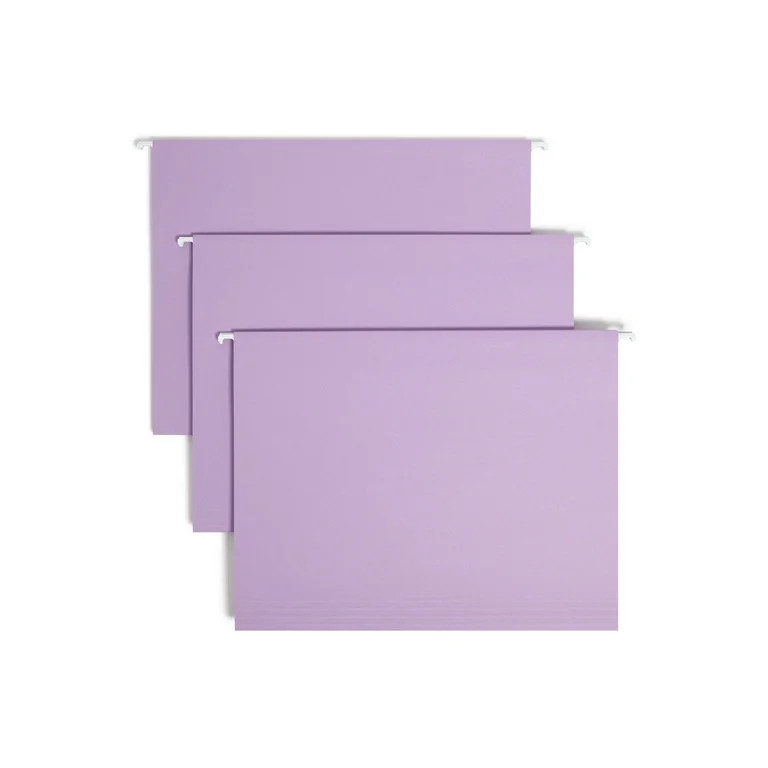 Smead Hanging File Folder with Tab, 1/5- Cut Adjustable Tab, Letter Size, Lavender, 25 per Box (6... | Walmart (US)