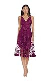 Dress The Population Womens Audrey Spaghetti Strap Midi A-line 3D Floral Dress | Amazon (US)