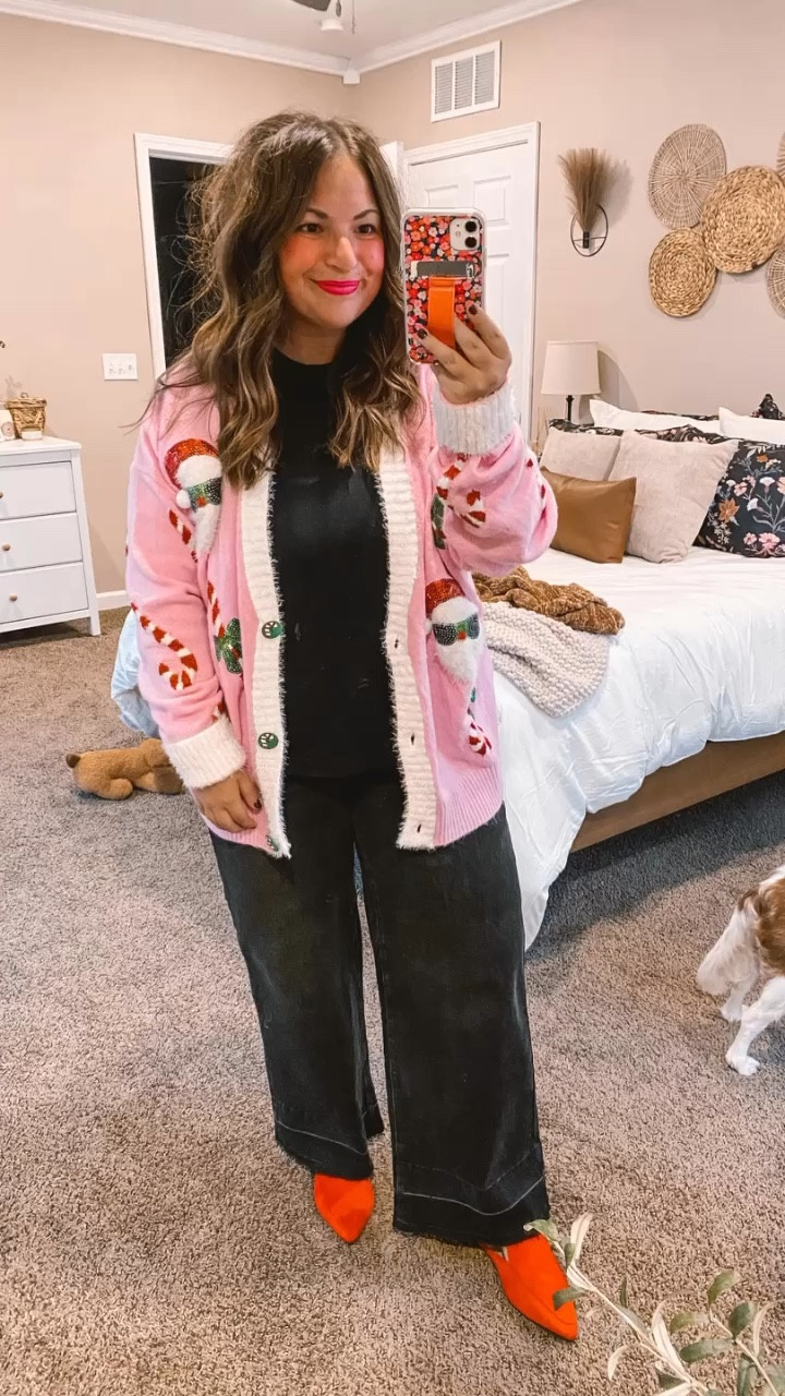 mules: fit a tad oversized // wearing a 5
jeans: fit true to size // wearing a 14
muscle tee: fits true to size // wearing a large
cardigan: fits true to size // wearing a large 

 #LTKHoliday #LTKCyberWeek #LTKGiftGuide