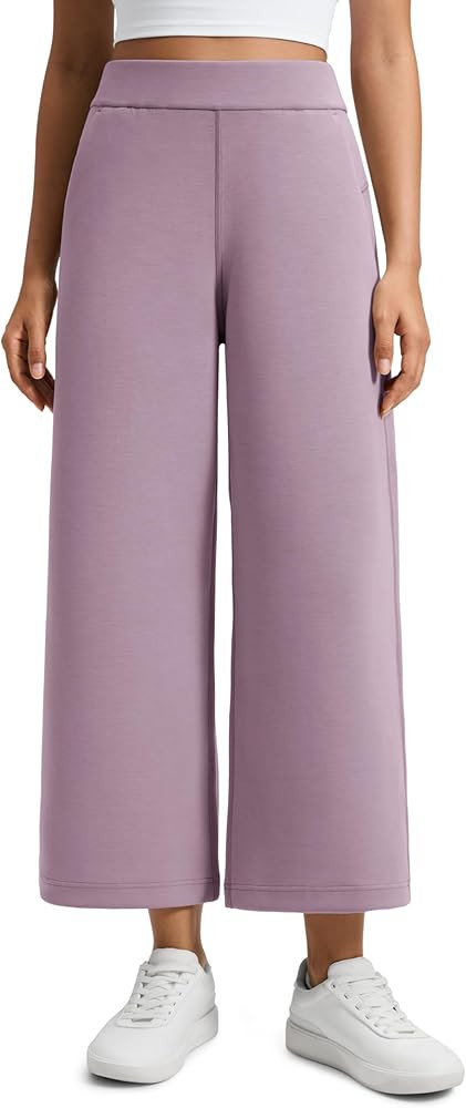 CRZ YOGA SoftAura Wide Leg Cropped Sweatpants Women 25" - Modal Lounge Travel Casual Capri Pants ... | Amazon (US)