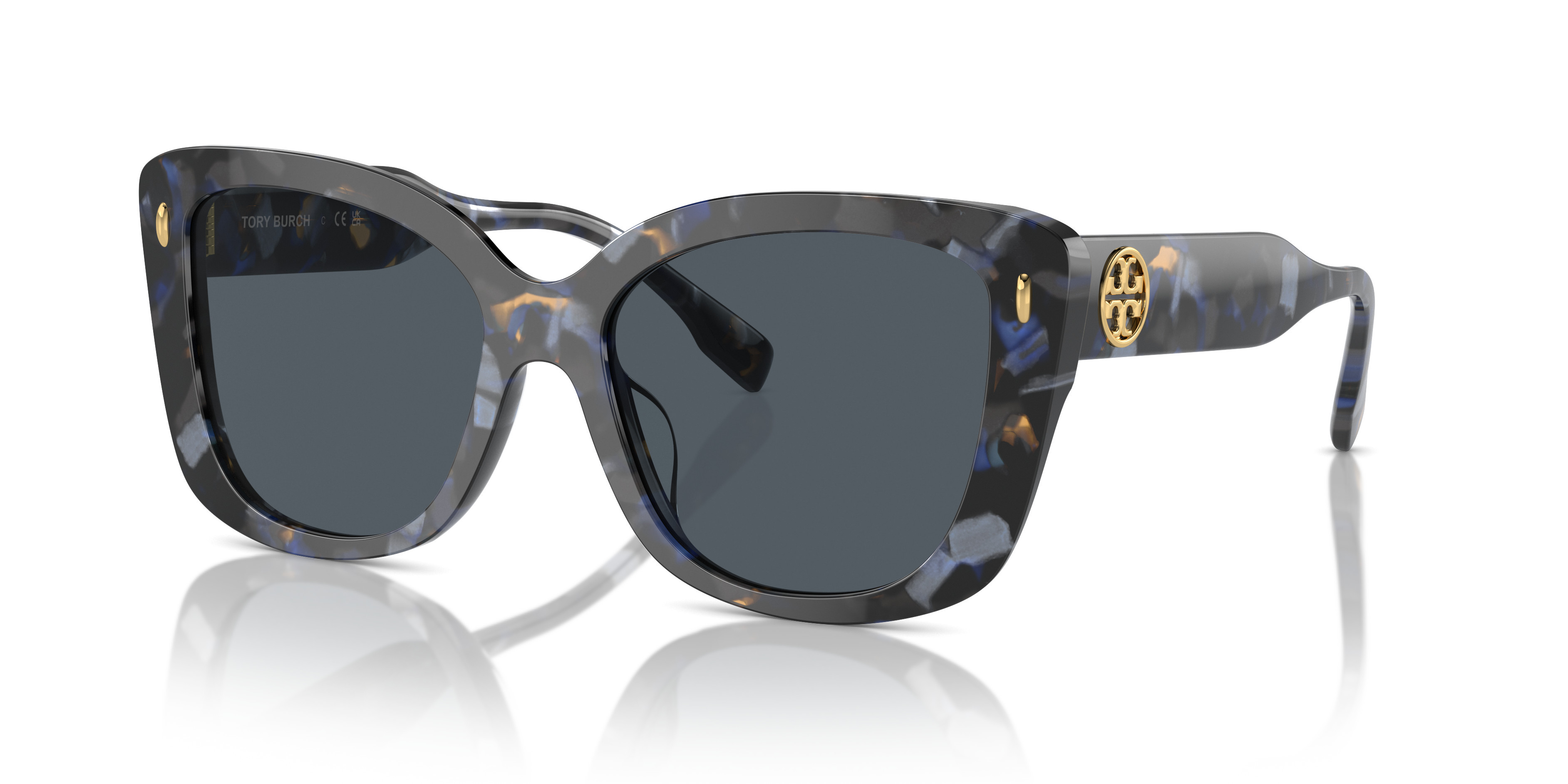 Tory Burch Unisex Ty7198u Écaille De Tortue Bleu Size: Standard | Glasses.com