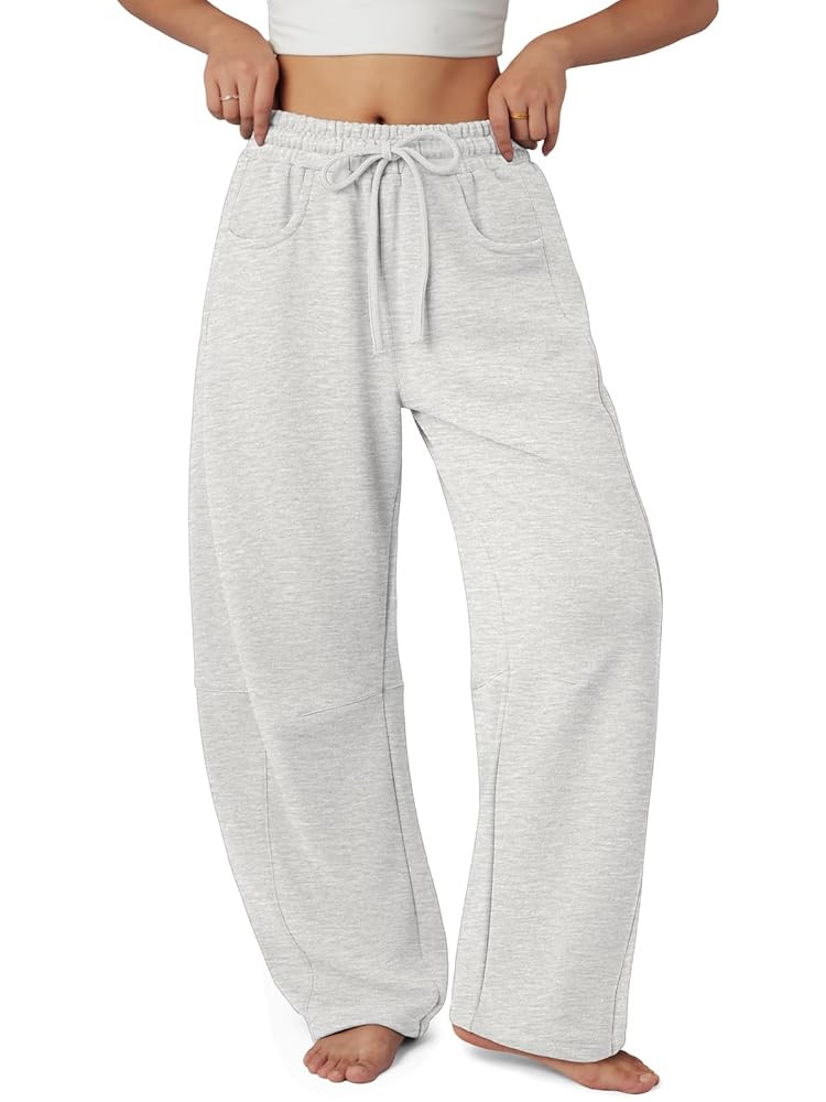 ATHMILE Barrel Sweatpants Women Fall Fashion Wide Leg Pants 2025 Baggy Lounge Comfy Flowy Sweat P... | Amazon (US)