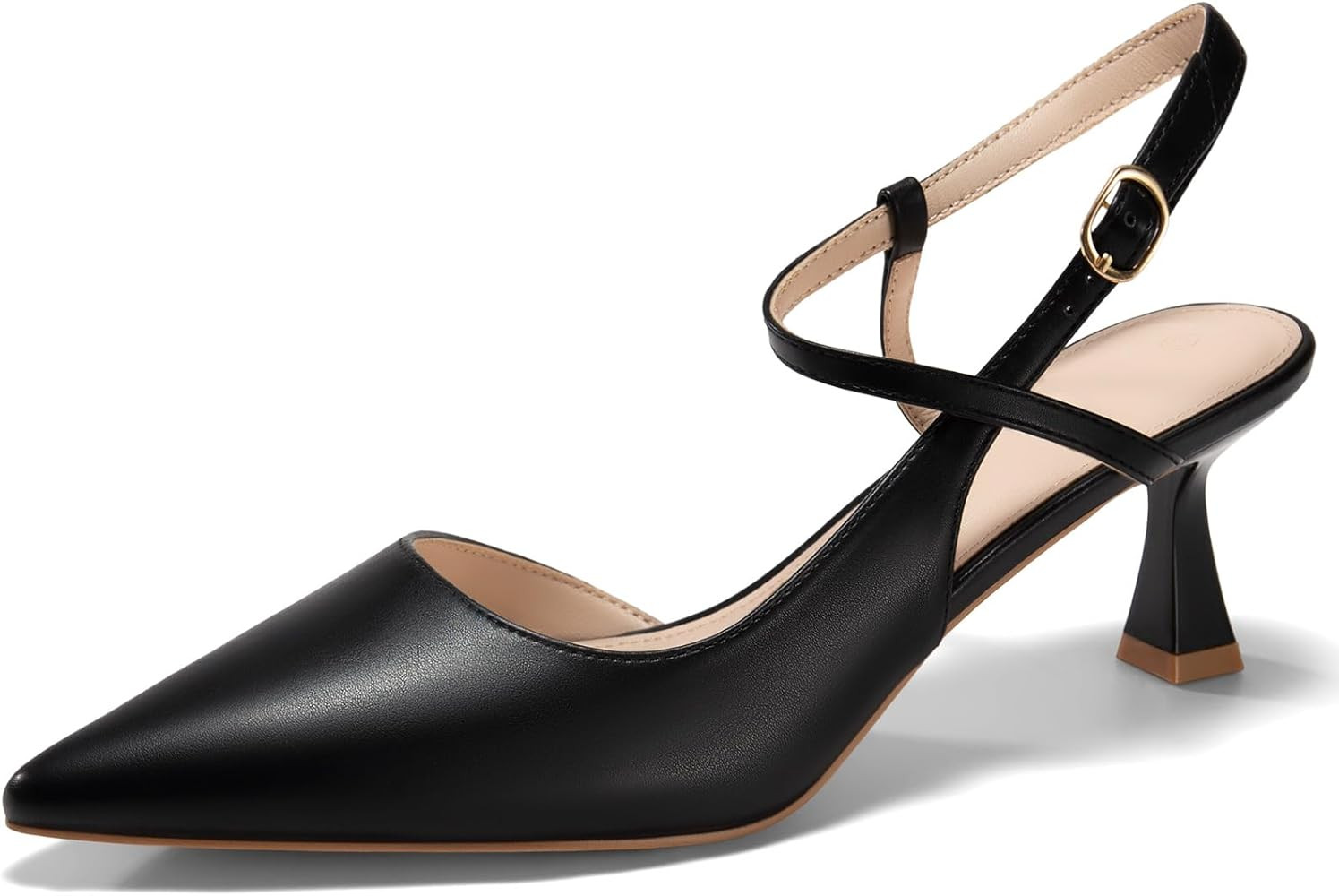 Womens Low Kitten Heel Closed Pointed Toe Slingback Pumps Heels Slip On Heeled Sandals Dress Shoe... | Amazon (US)