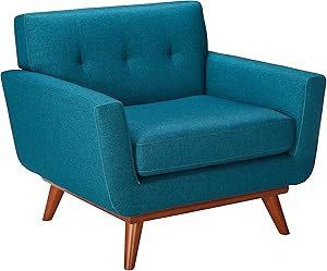 Modway Engage Mid-Century Modern Upholstered Fabric Accent Arm Lounge Chair in Teal, Armchair | Amazon (US)