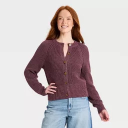 Women's Iconic Cotton Cardigan - Universal Thread\u2122 Purple S | Target