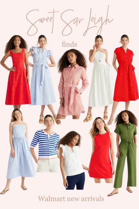 Walmart new arrivals | summer dress, summer outfit, blue and white dress, red dress, midi dress, Memorial Day outfit 

#LTKfindsunder50 #LTKstyletip #LTKSeasonal