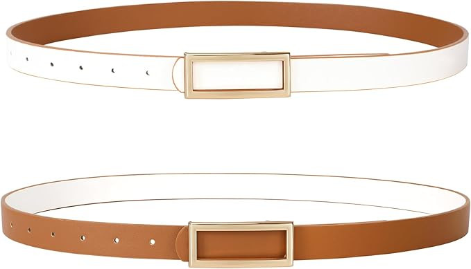 SANSTHS Skinny Reversible Belts for Women, Two-in-one Women Thin Belt for Dresses Jeans Pants wit... | Amazon (US)