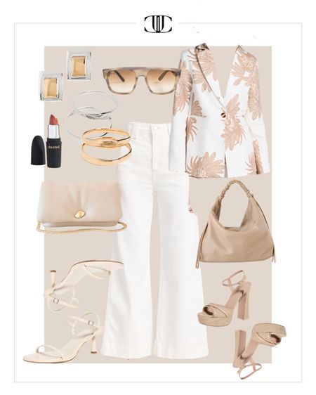 Blazers can still be a great accessory this spring as you see here with this soft and neutral piece. Paired with white denim it is the epitome of chic and stylish.  

Spring outfit, summer outfit, white denim, white pants, blazer, sunglasses, sandals 

#LTKshoecrush #LTKover40 #LTKstyletip