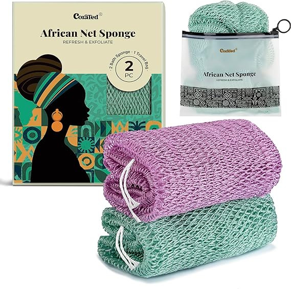 Amazon.com: CORATED African Net Sponge with Knots Authentic, Shower Loofah Exfoliating Bath Spong... | Amazon (US)