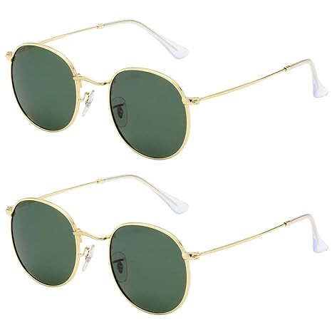 LianSan Classic Metal Frame Round Circle Mirrored Sunglasses Men Women Glasses 3447 … | Amazon (US)