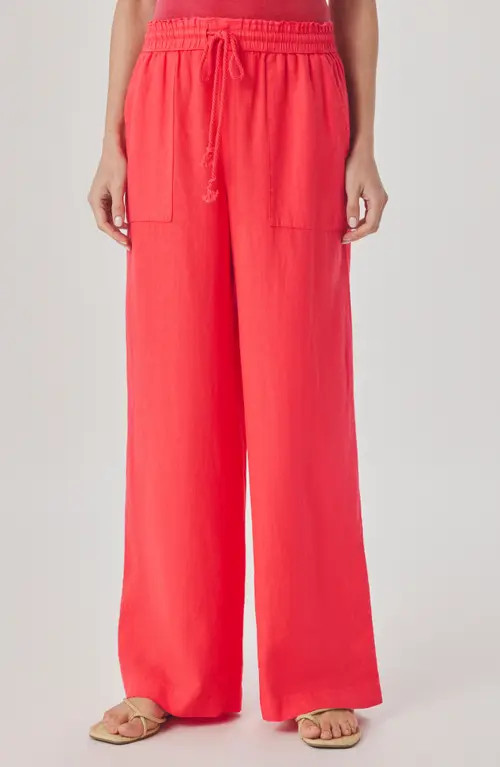 Splendid Stella Paperbag Linen Wide Leg Pants in Scarlet Red at Nordstrom, Size Small | Nordstrom