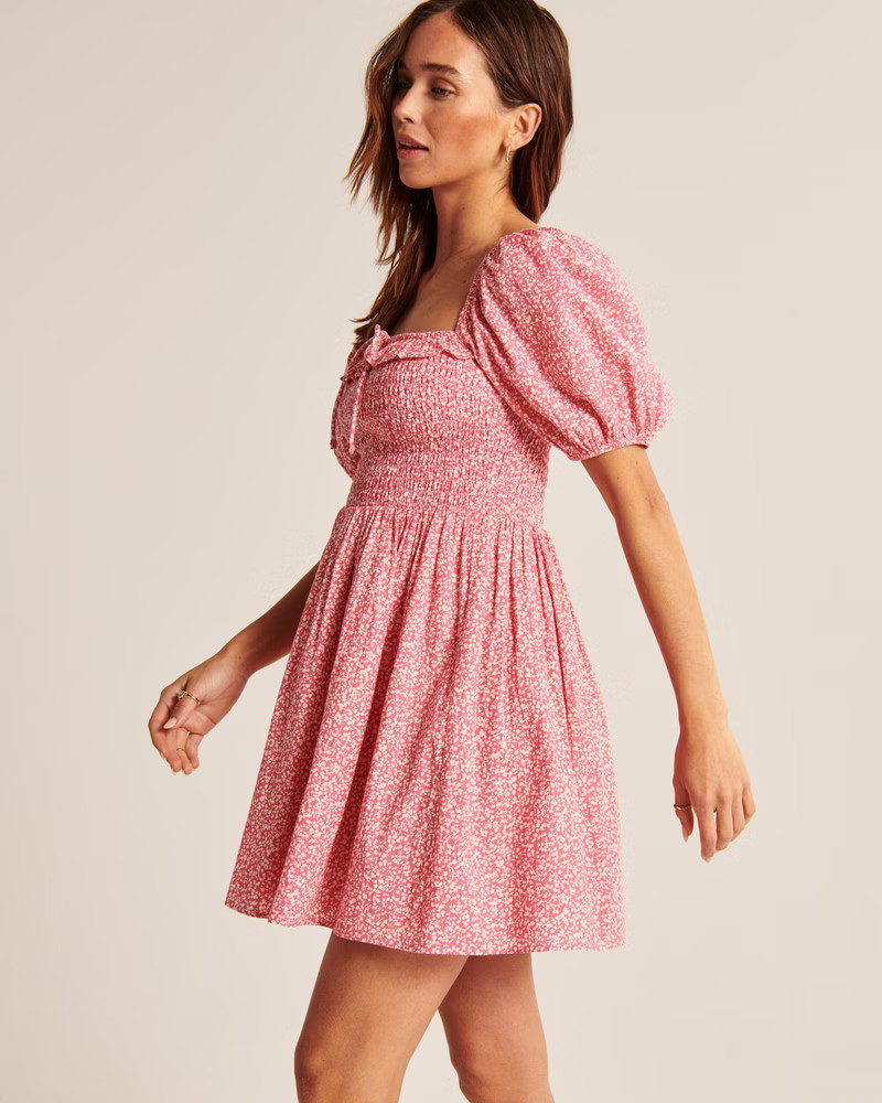 Smocked Bodice Mini Dress | Abercrombie & Fitch (US)