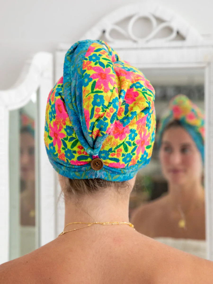 Microfiber Hair Towel Wrap - Pink Neon Green | Natural Life