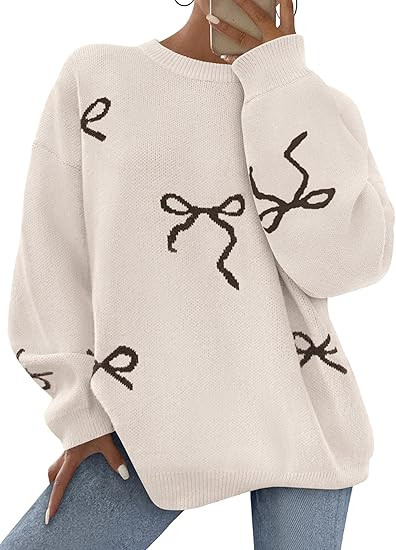 PRETTYGARDEN Fall Long Sleeve Pullover Sweaters for Women 2025 Trendy Crewneck Casual Cute Bow Ch... | Amazon (US)
