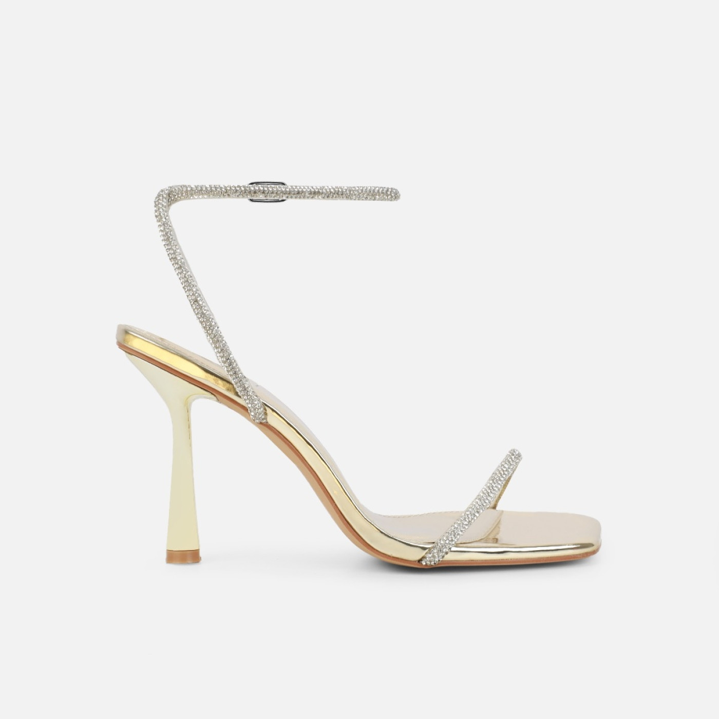 Mollie Gold Mirror Diamante Heeled Sandals | Simmi Shoes