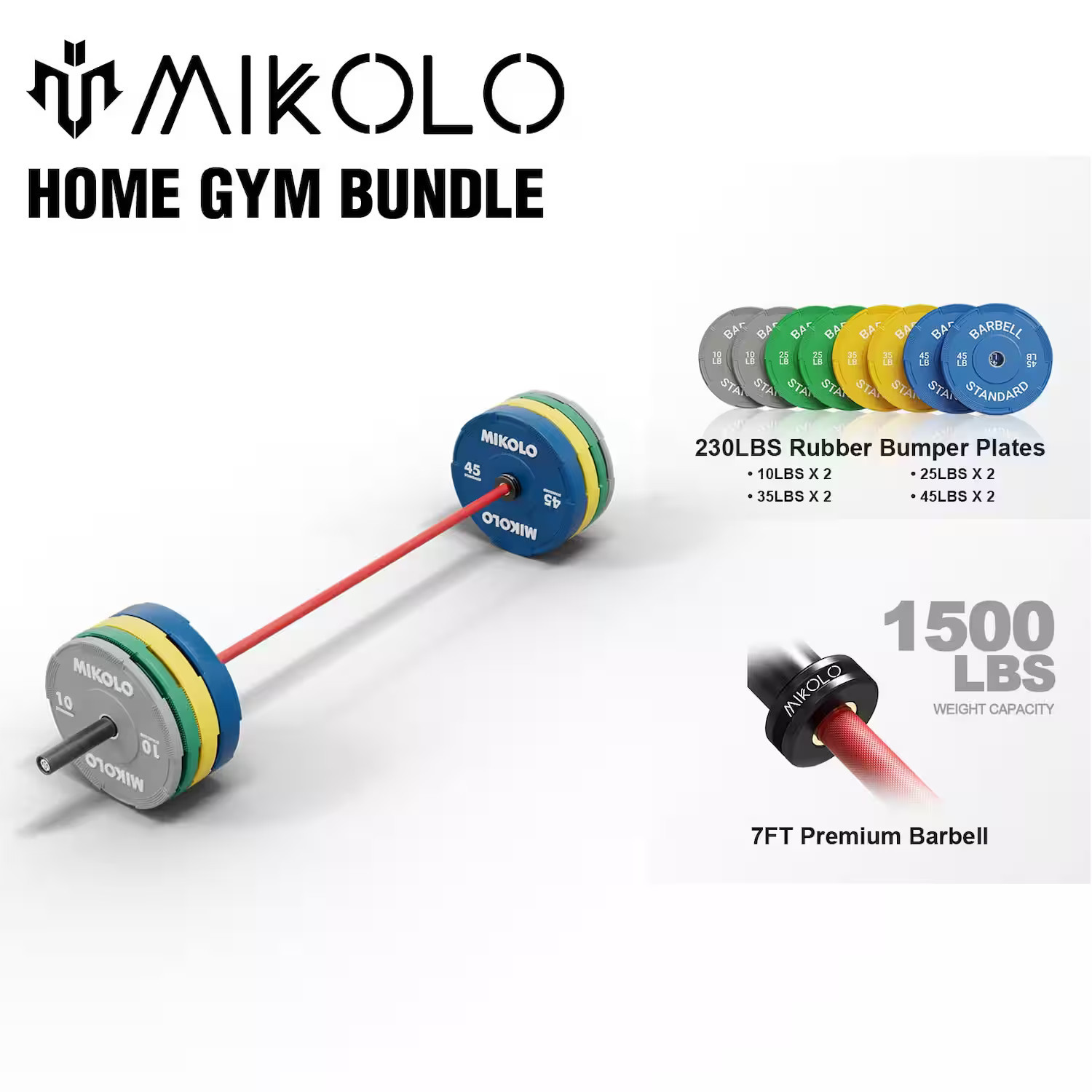 Mikolo - 7ft Olympic Barbell,Olympic Bar for 1500lbs Capacity, Weight Bar Fit 2” Standard Weights - Red | Best Buy U.S.