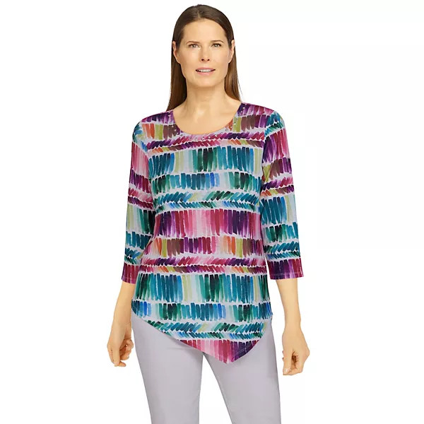 Women's Alfred Dunner Gauze Top & Necklace Set | Kohl's